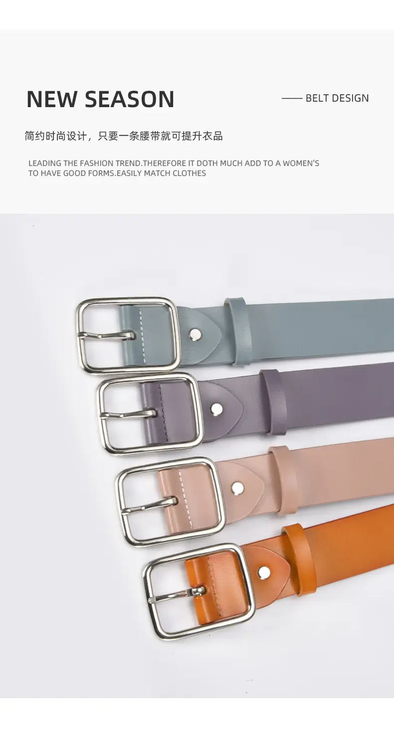 Women Genuine Leather Belt with Pin Buckle Brown Black — feature 15