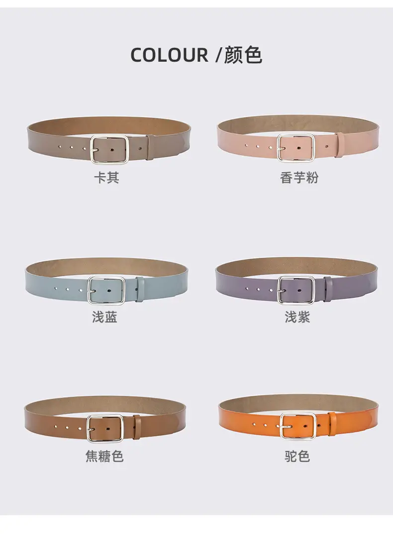 Women Genuine Leather Belt with Pin Buckle Brown Black — feature 19