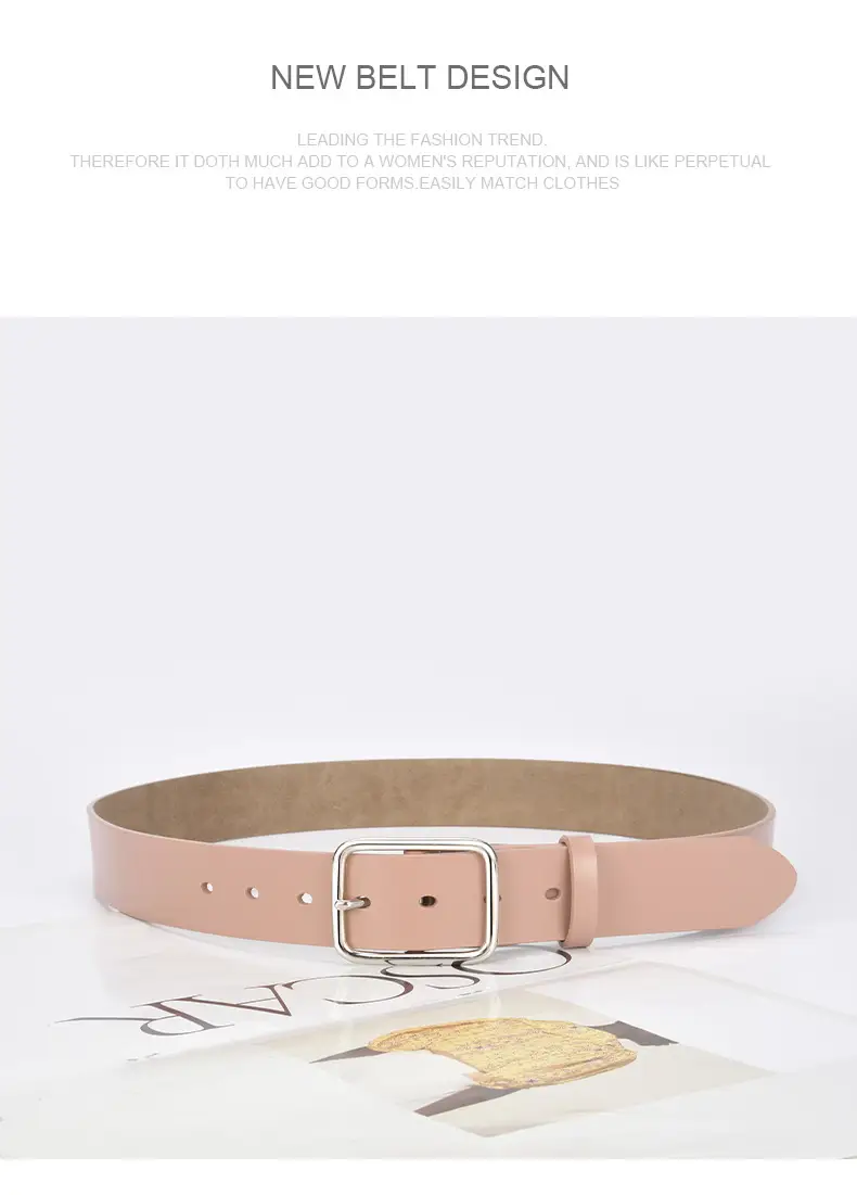 Women Genuine Leather Belt with Pin Buckle Brown Black — feature 23