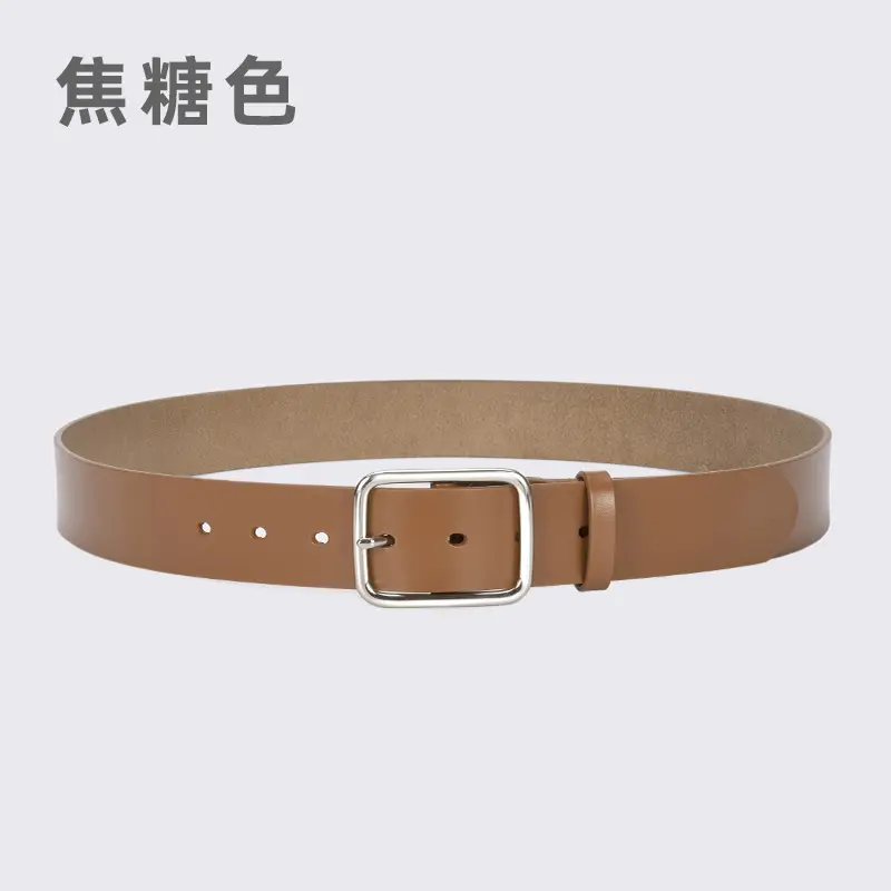 Women Genuine Leather Belt with Pin Buckle Brown Black