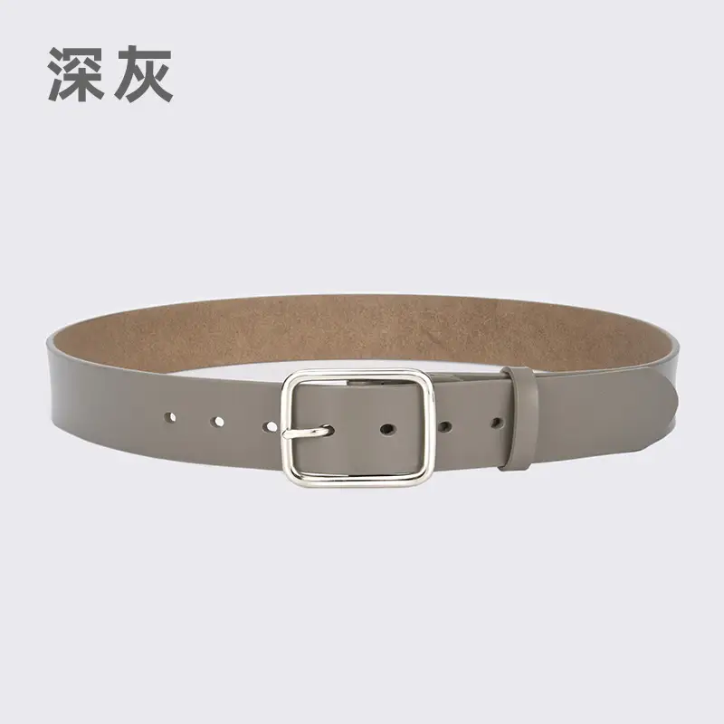 Women Genuine Leather Belt with Pin Buckle Brown Black