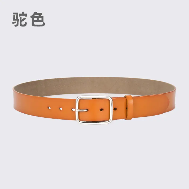 Women Genuine Leather Belt with Pin Buckle Brown Black