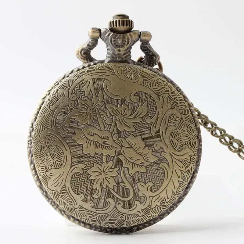 Retro Quartz Pocket Watch Large Geometric Chart Chain Necklace