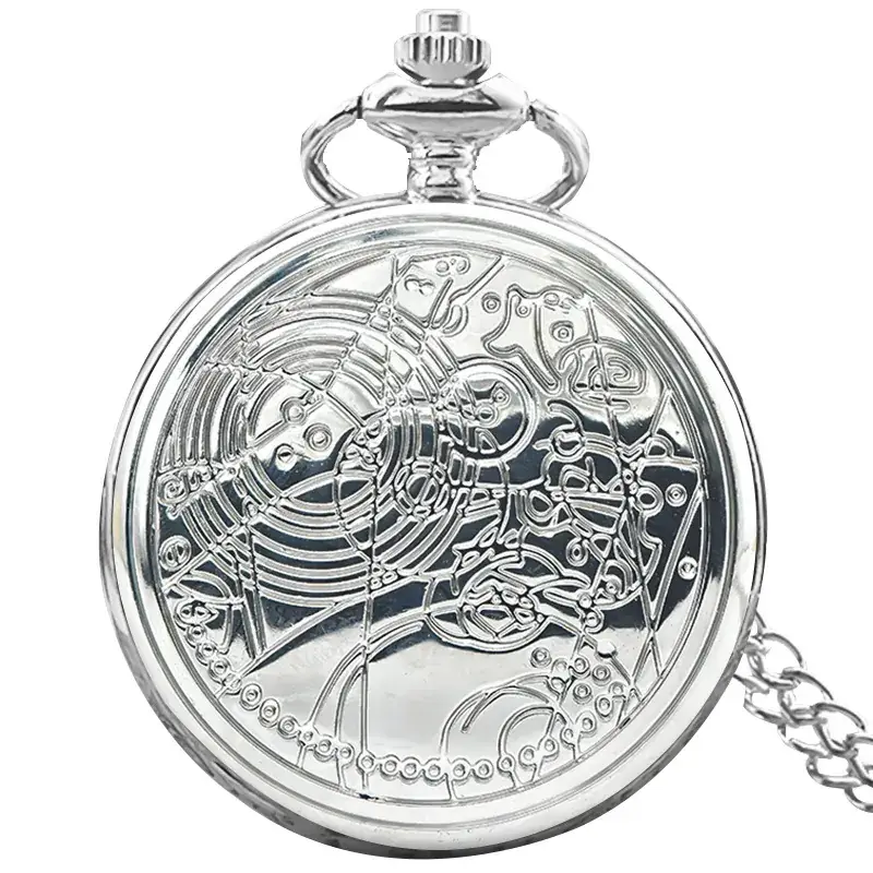 Retro Quartz Pocket Watch Large Geometric Chart Chain Necklace — feature 4