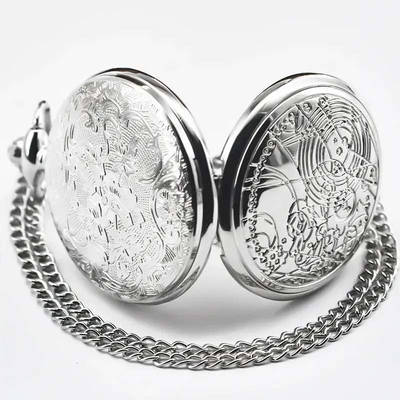 Retro Quartz Pocket Watch Large Geometric Chart Chain Necklace — feature 6