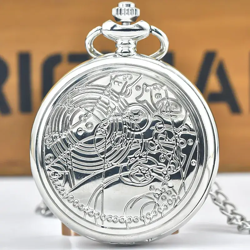 Retro Quartz Pocket Watch Large Geometric Chart Chain Necklace — feature 7