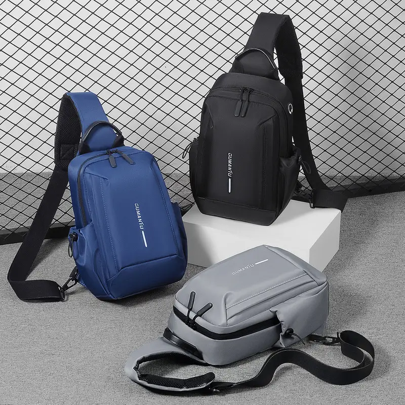 Men's Crossbody Bag Grey Waterproof Casual Sports Bag - Image 9