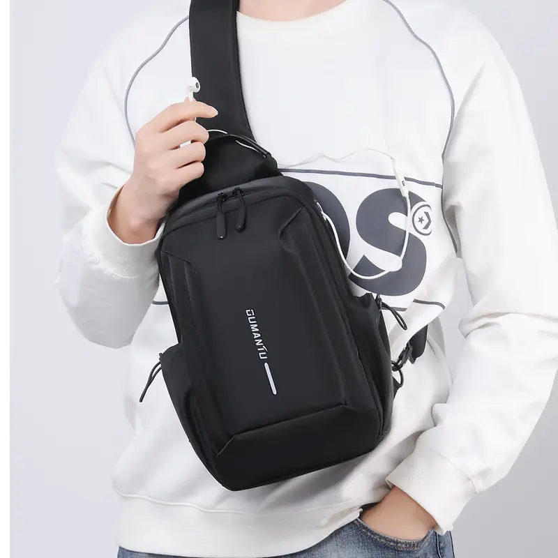 Men's Crossbody Bag Grey Waterproof Casual Sports Bag - Image 10