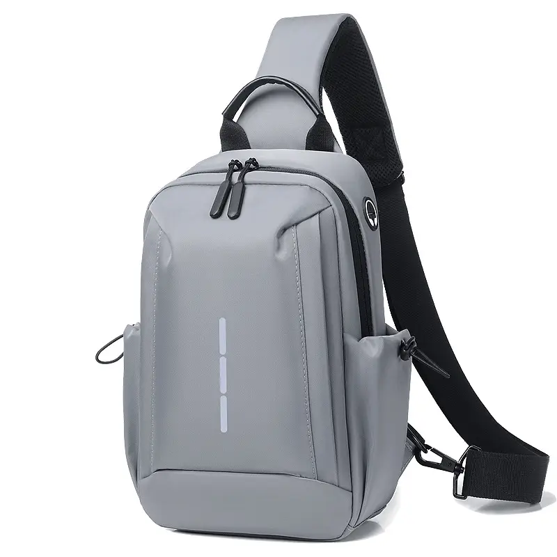 Men's Crossbody Bag Grey Waterproof Casual Sports Bag - Image 12