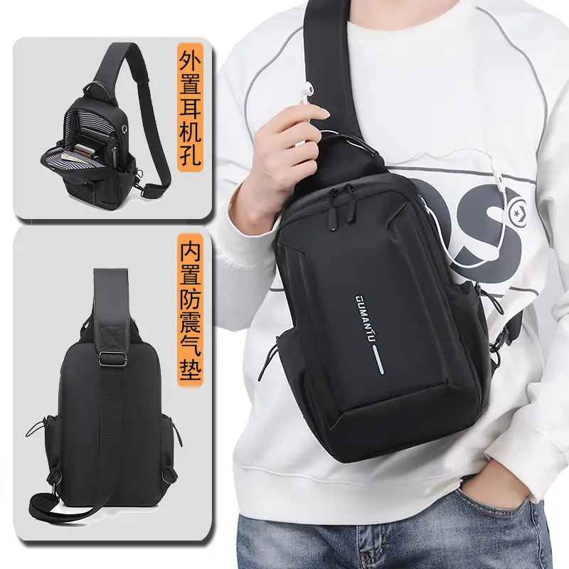 Men's Crossbody Bag Grey Waterproof Casual Sports Bag - Image 4