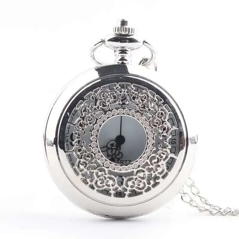 Vintage Hollow Classic Window Dial Quartz Pocket Watch Black