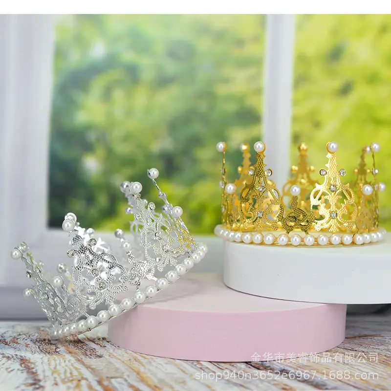 Gold Pearl Crown for Bride Veil & Wedding Headpiece - Image 5