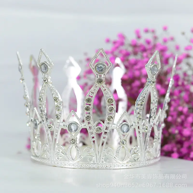 Bridal Crown with 9 Points and Crystal Accents - Image 5