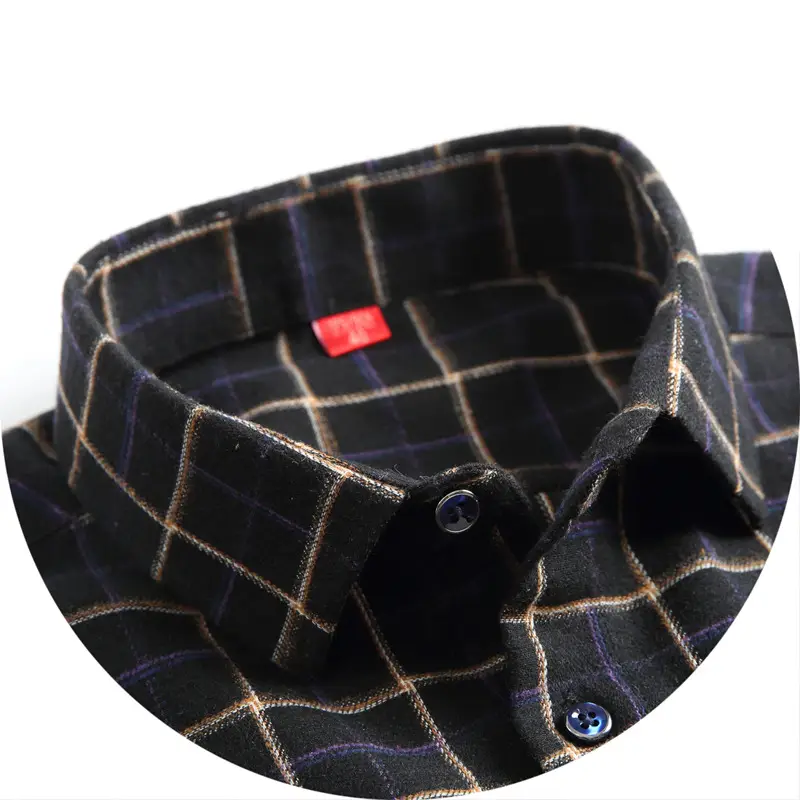 Men Plaid Checkered Slim Fit Shirt Blue Long Sleeve - Image 19
