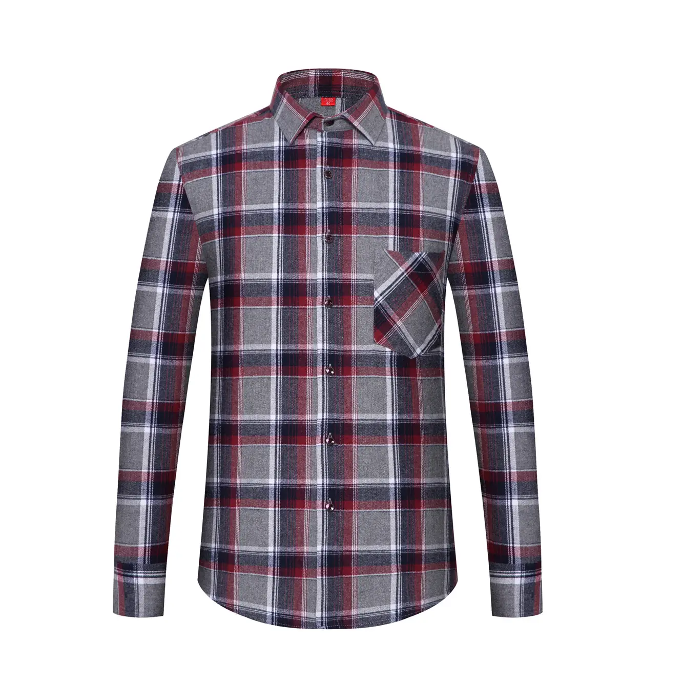 Men Plaid Checkered Slim Fit Shirt Blue Long Sleeve - Image 20