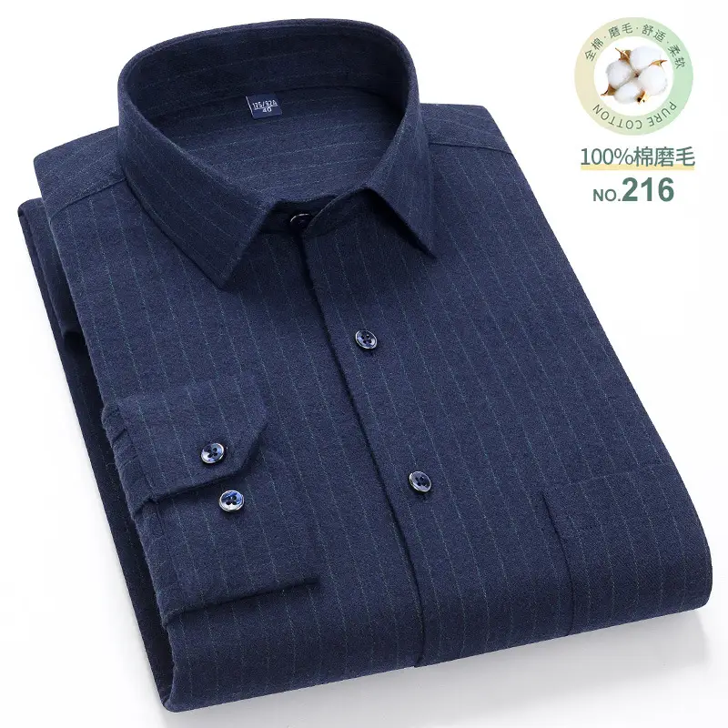 Men Plaid Checkered Slim Fit Shirt Blue Long Sleeve - Image 12