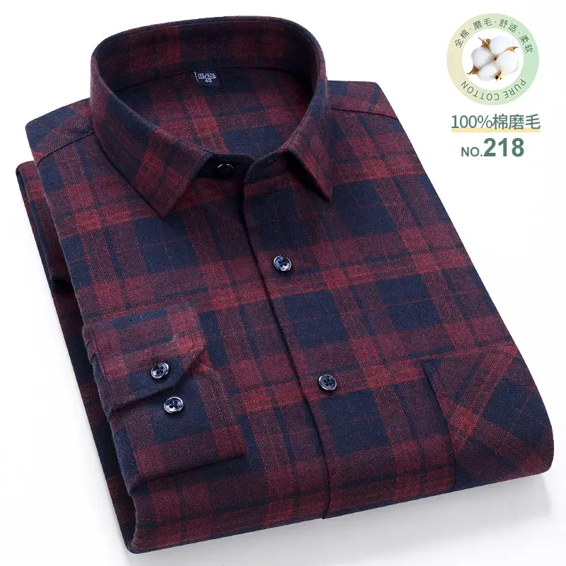 Men Plaid Checkered Slim Fit Shirt Blue Long Sleeve - Image 14