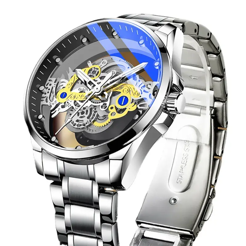Gold Mechanical Men's Watch with Skeleton Design - Image 8