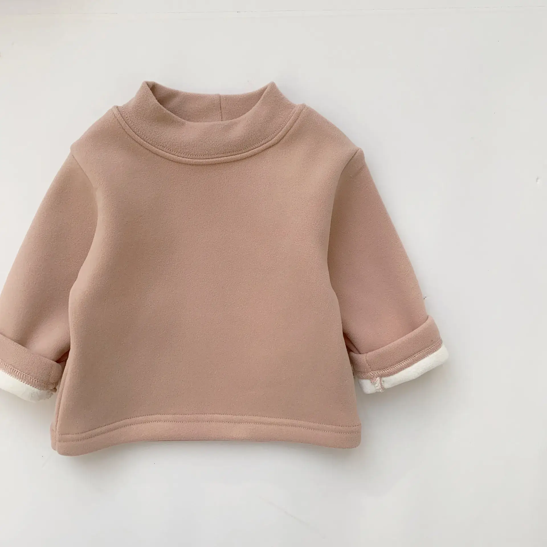 Children's Fleece Lined Base Shirt Pink Long Sleeve - Image 18