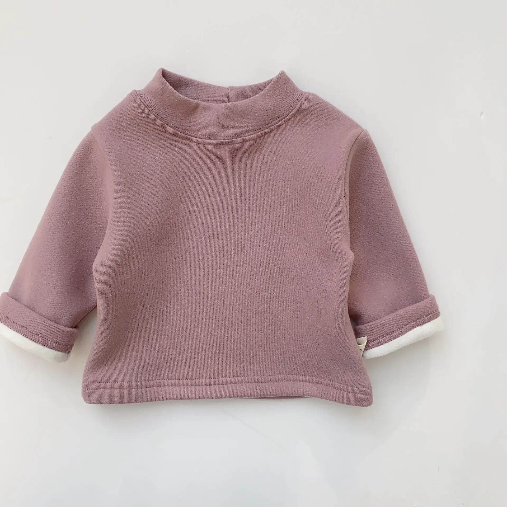 Children's Fleece Lined Base Shirt Pink Long Sleeve - Image 8