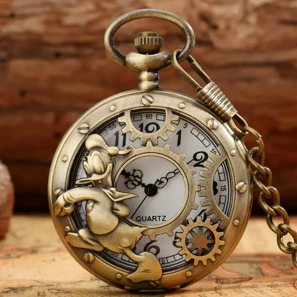 Vintage Mouse Hollow Pocket Watch Necklace Quartz Arabic Numerals Clock Monte Depoche Gift Watch — feature 11