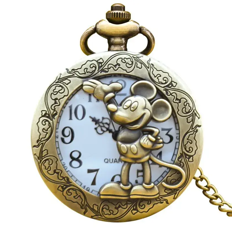 Vintage Mouse Hollow Pocket Watch Necklace Quartz Arabic Numerals Clock Monte Depoche Gift Watch - Image 4