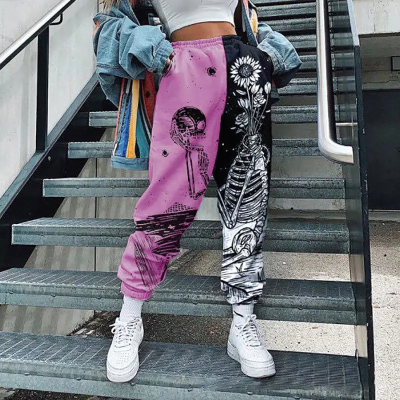 Spot 2024 Printed Harem Pants Women Pink Black - Image 14
