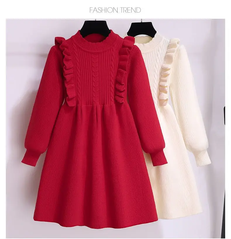 Girls' Black Knitted Sweater Dress Large — feature 1