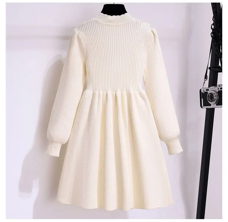 Girls' Black Knitted Sweater Dress Large — feature 13