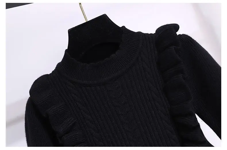 Girls' Black Knitted Sweater Dress Large — feature 22