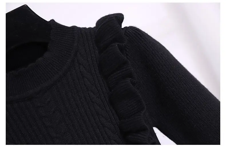 Girls' Black Knitted Sweater Dress Large — feature 23