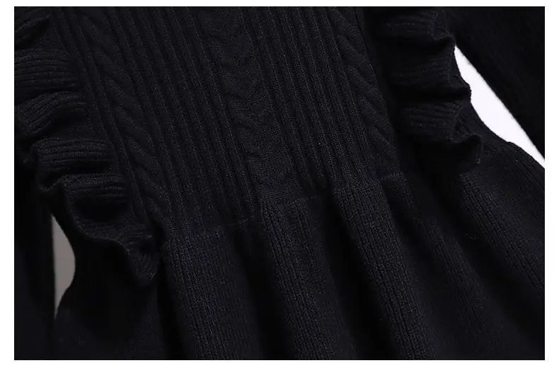 Girls' Black Knitted Sweater Dress Large — feature 24