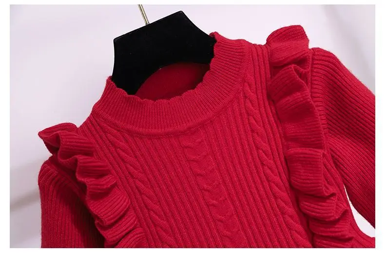 Girls' Black Knitted Sweater Dress Large — feature 7
