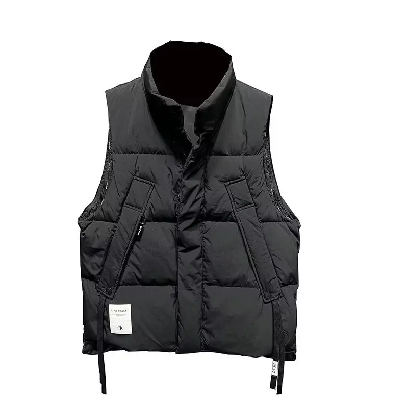 Men's Sleeveless Padded Winter Vest Beige 2022 - Image 5