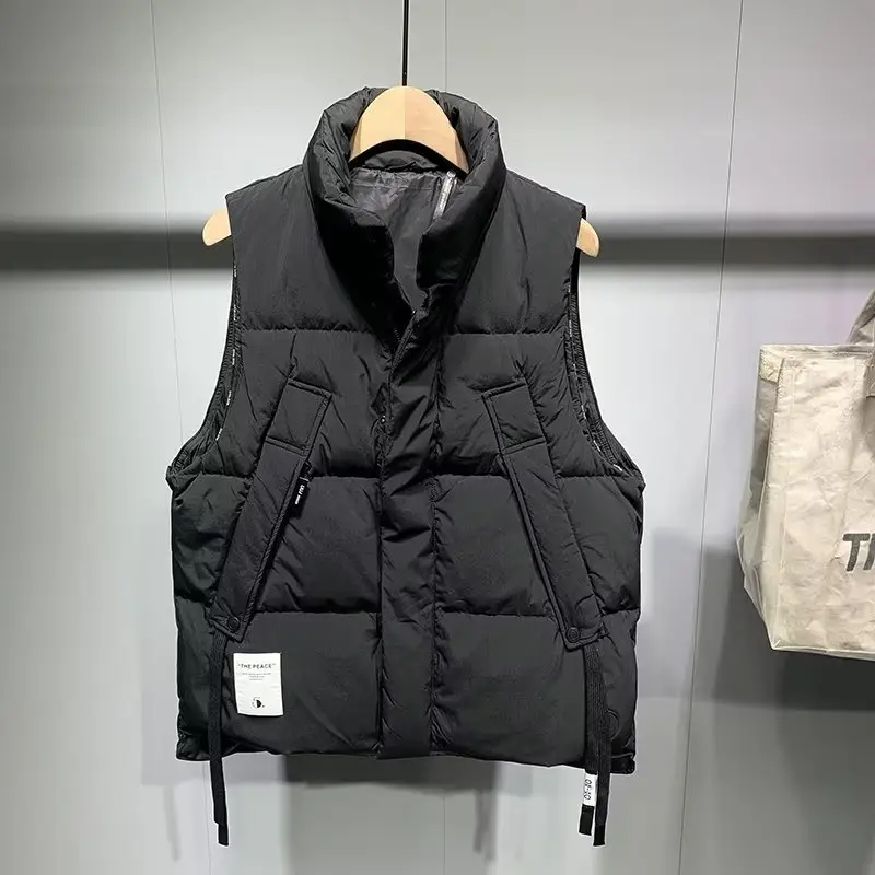 Men's Sleeveless Padded Winter Vest Beige 2022 — feature 5