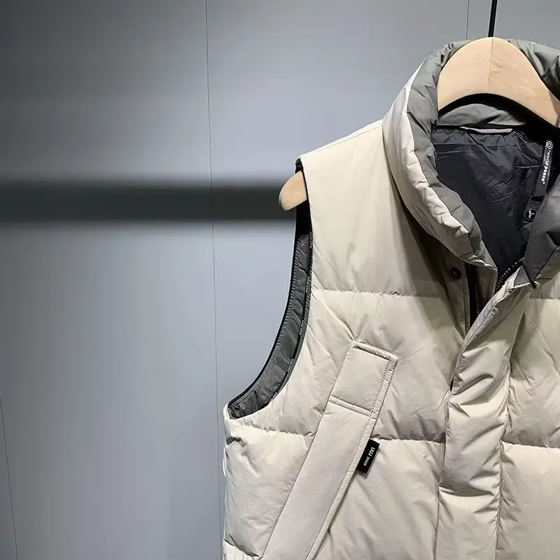 Men's Sleeveless Padded Winter Vest Beige 2022 — feature 7