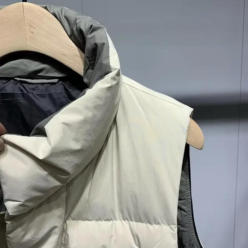 Men's Sleeveless Padded Winter Vest Beige 2022 — feature 8