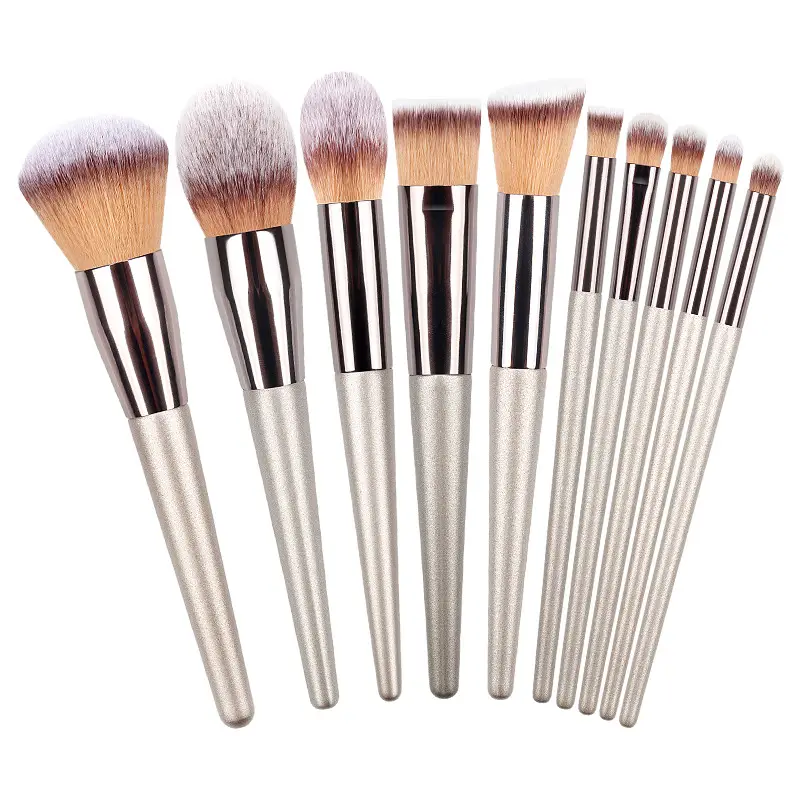 Luxury 10-Piece Makeup Brushes Set Champagne Gold Light - Image 7