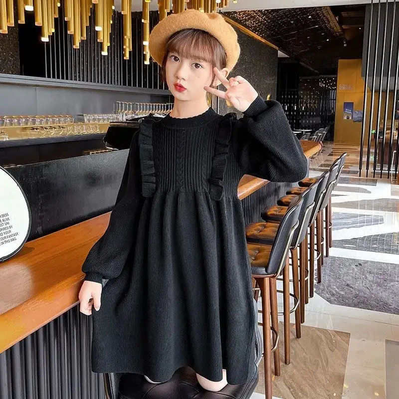 Girls' Knitted Sweater Dress Medium Large Winter New Year - Image 5