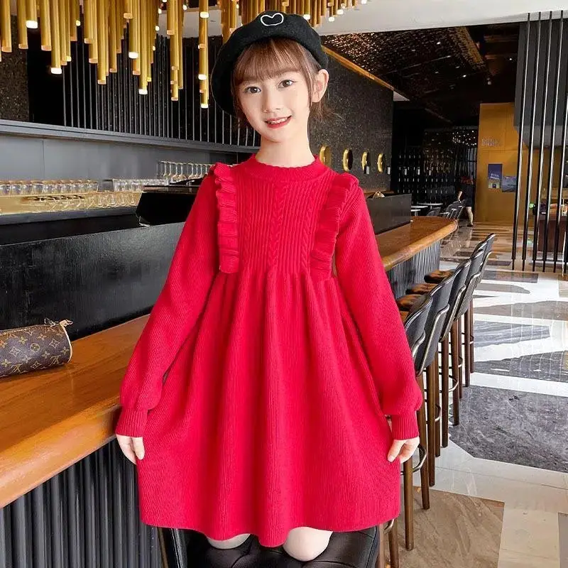 Girls' Knitted Sweater Dress Medium Large Winter New Year - Image 6