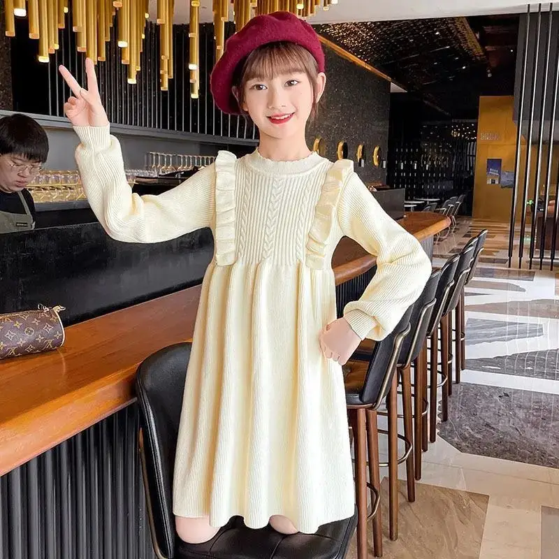 Girls' Knitted Sweater Dress Medium Large Winter New Year - Image 7