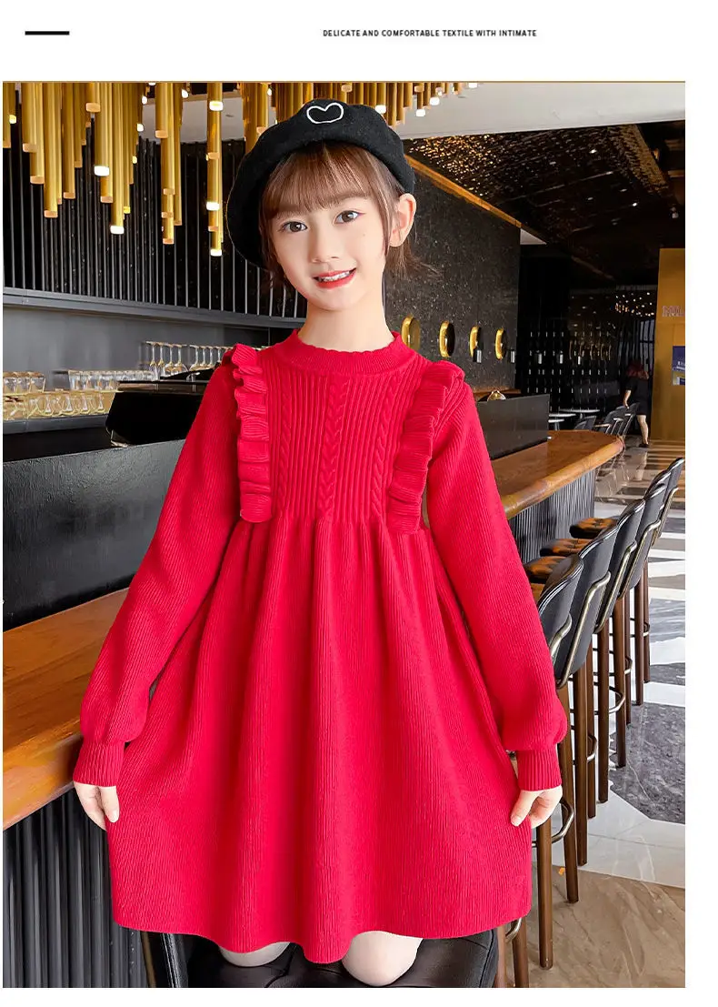 Girls' Knitted Sweater Dress Medium Large Winter New Year — feature 12