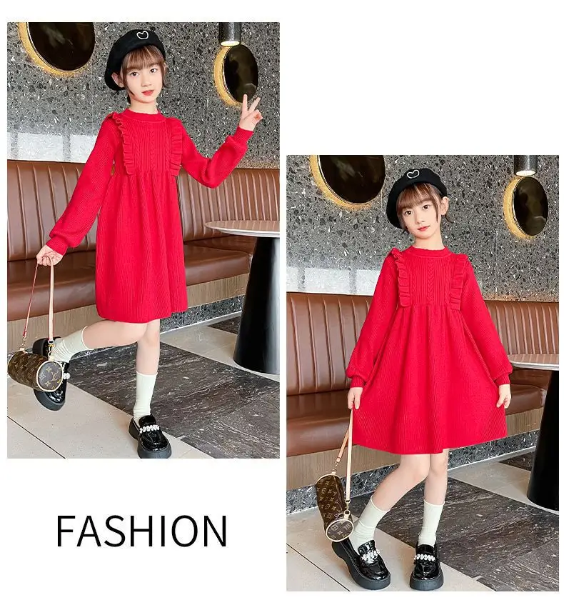 Girls' Knitted Sweater Dress Medium Large Winter New Year — feature 14