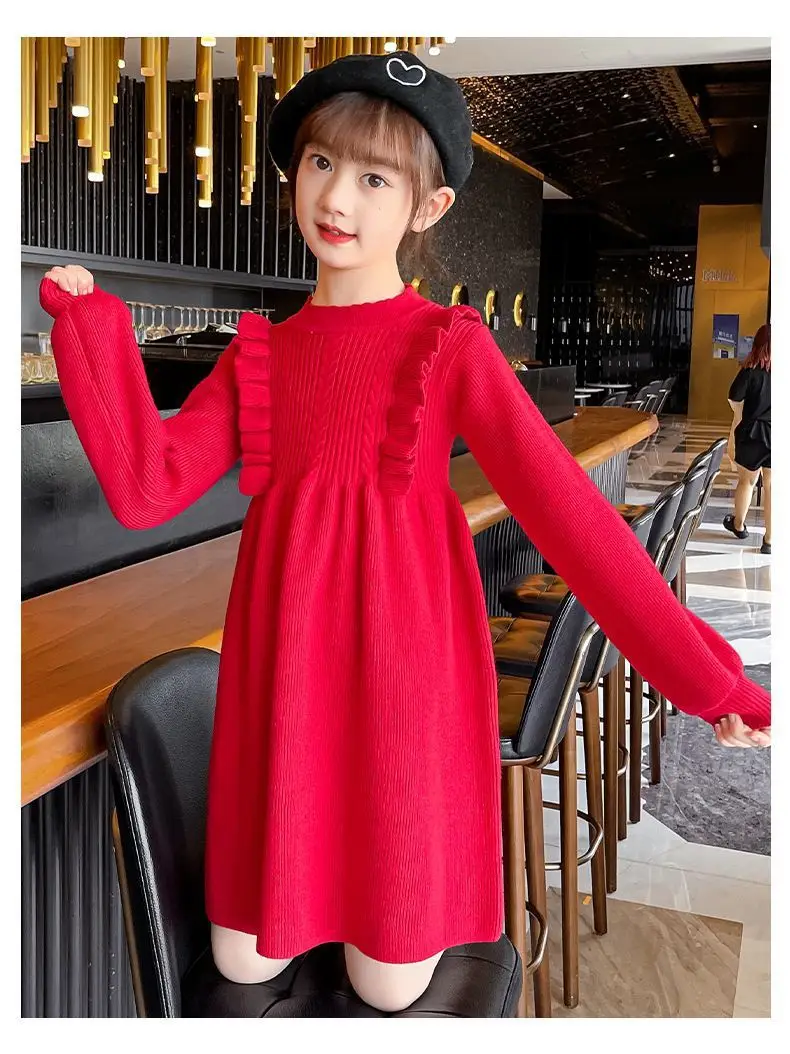 Girls' Knitted Sweater Dress Medium Large Winter New Year — feature 15