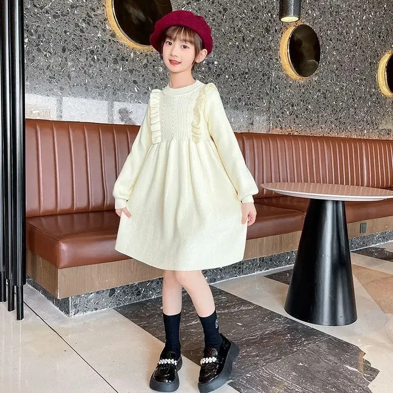 Girls' Knitted Sweater Dress Medium Large Winter New Year - Image 3
