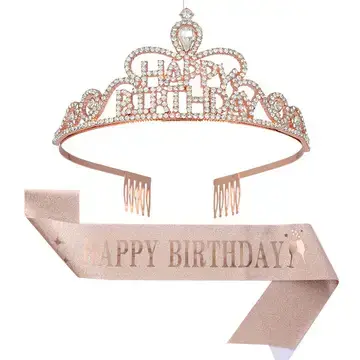 New European & American Birthday Headband with Crystal Letters — feature 25