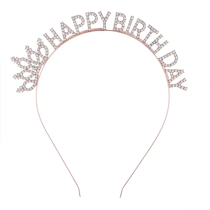 New European & American Birthday Headband with Crystal Letters