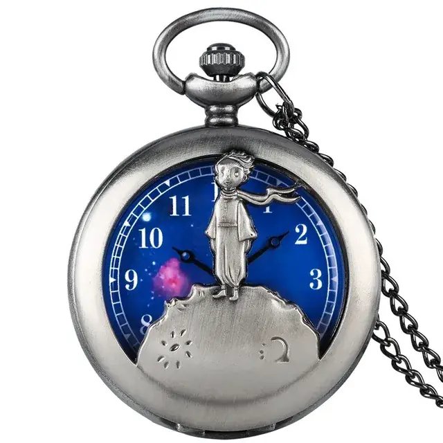 Vintage Bronze Pocket Watch with Little Prince Design - Image 2