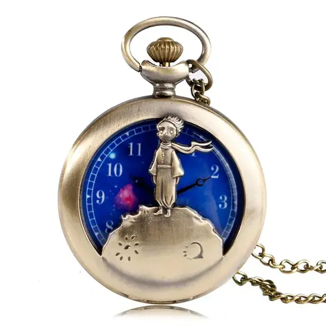 Vintage Bronze Pocket Watch with Little Prince Design - Image 4