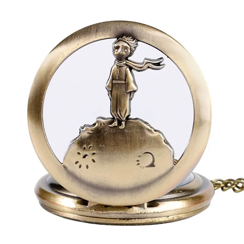 Vintage Bronze Pocket Watch with Little Prince Design — feature 3